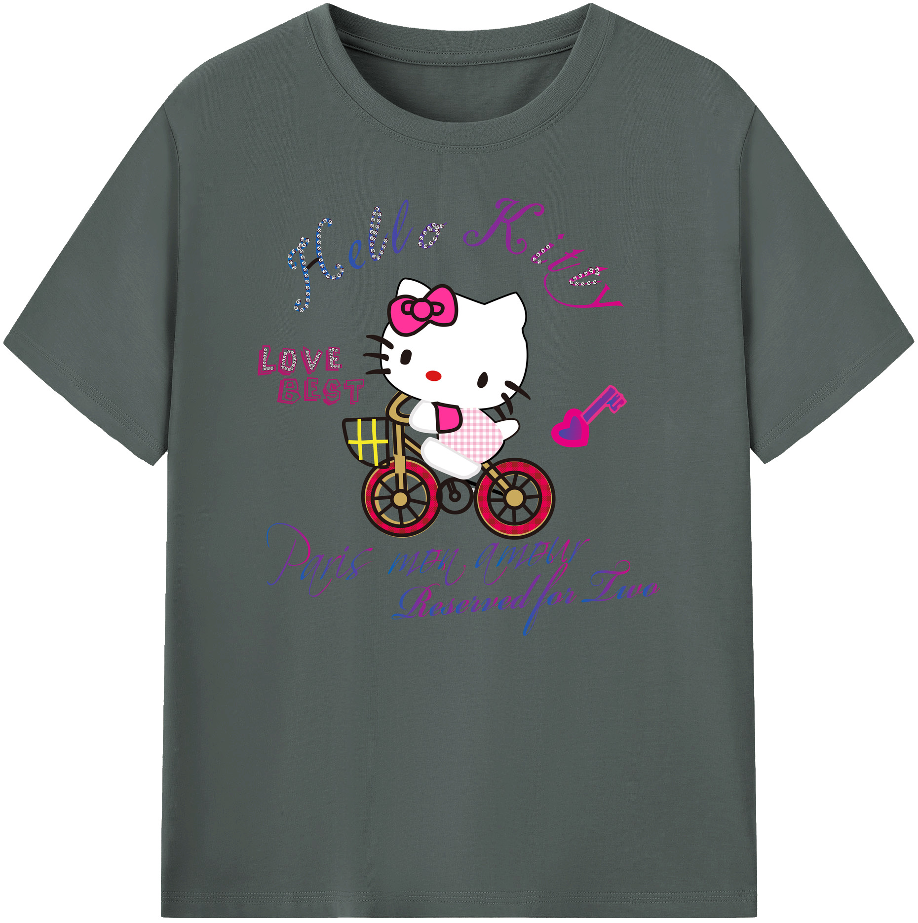 （画像用） Hello Kitty ハローキティ 綿100％ メンズ半袖Tシャツ｜肌触りやわらか＆通気性